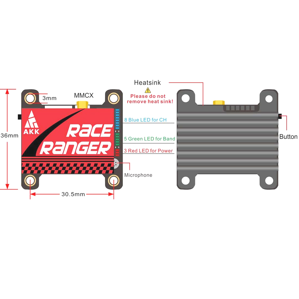 AKK 5.8G Long Range VTX FPV Tr - Drone Racing Vtx recension och pris